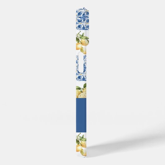 Blue Tile French Country Lemon Pattern Name Case-Mate iPhoneケース (裏面 / 右)