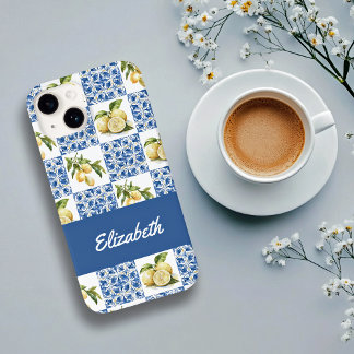 Blue Tile French Country Lemon Pattern Name Case-Mate iPhone 14ケース