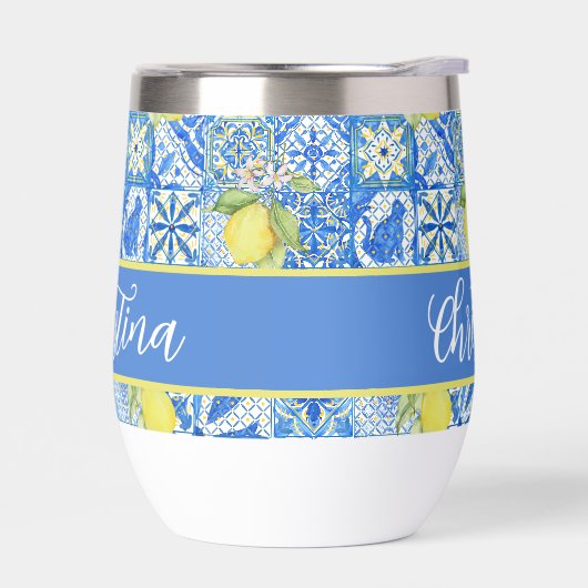 Blue Tile French Country Lemon Pattern Provencal (左面)