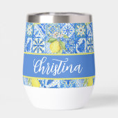 Blue Tile French Country Lemon Pattern Provencal (背面)