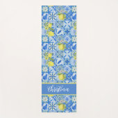 Blue Tile French Country Lemon Pattern Provencal ヨガマット (正面)