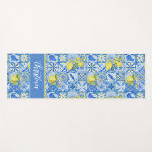 Blue Tile French Country Lemon Pattern Provencal ヨガマット (正面(横))