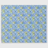 Blue Tile French Country Lemon Pattern Provencal ラッピングペーパー (フラット)