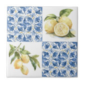 Blue Tile French Country Lemon Pattern Tile タイル (正面)