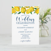 Blue Tile Italian Lemon Wedding Invitation 招待状 (スタンド正面)