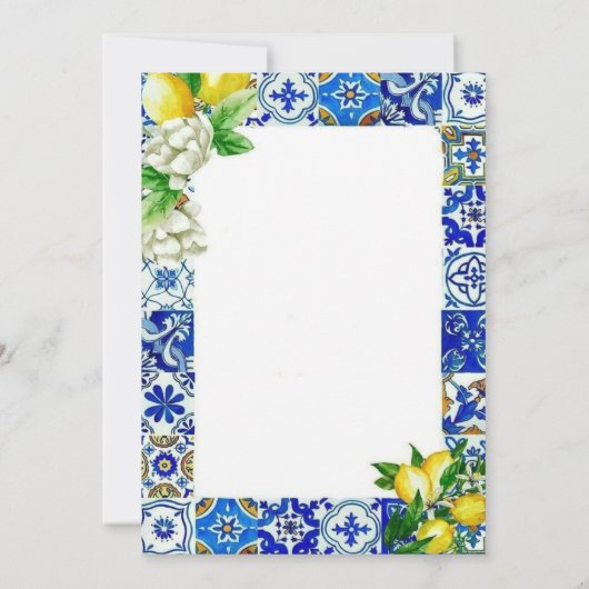 Blue Tile Lemon Bridal Shower  game 招待状 (裏面)