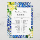 Blue Tile Lemon Bridal Shower  game 招待状 (正面/裏面)