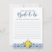  Blue Tile Lemon How Old Was the Bride Game 招待状 (正面)