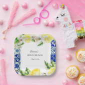 Blue Tile Lemon Italian Bridal Shower  ペーパープレート (パーティー)