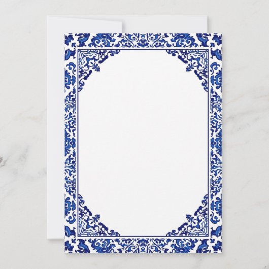 Blue Tile Lemon Mediterranean Bridal Shower 招待状 (裏面)