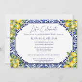 Blue Tile Lemon Mediterranean Engagement Party 招待状 (正面)