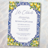 Blue Tile Lemon Mediterranean Engagement Party 招待状