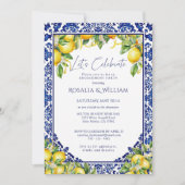 Blue Tile Lemon Mediterranean Engagement Party 招待状 (正面)