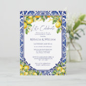Blue Tile Lemon Mediterranean Engagement Party 招待状 (スタンド正面)