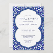 Blue Tile Mediterranean Bridal Shower 招待状 (正面)