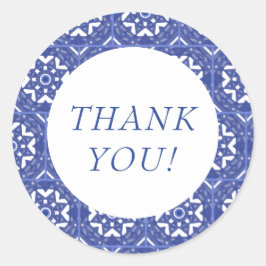 Blue Tile Thank You Sticker ラウンドシール