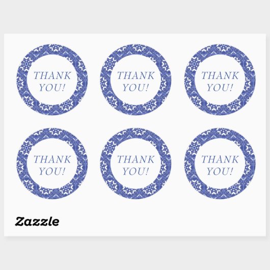 Blue Tile Thank You Sticker ラウンドシール (シート)