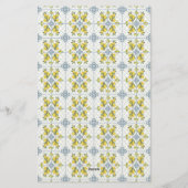 Blue Tile Watercolor French Country Lemon Pattern 便箋 (裏面)