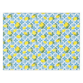 Blue Tile Yellow Lemon Watercolor テーブルクロス (正面(横))