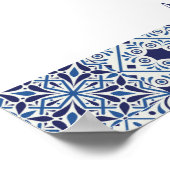 Blue tiles floral teapot Bridal Showerwelcome sign ポスター (角)