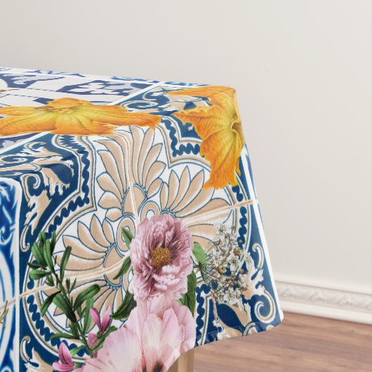 Blue tiles lemon Mediterranean テーブルクロス (インサイチュ)