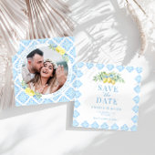 Blue Tiles Lemon Save The Dateフォト招待状