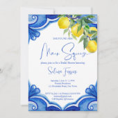 Blue tiles lemons main squeeze bridal shower 招待状 (正面)