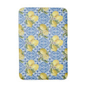 Blue Tiles Mediterranean Lemon Pattern バスマット (正面縦)