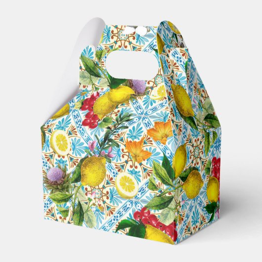 Blue Tiles Mediterranean Lemon Pattern フェイバーボックス (正面サイド)