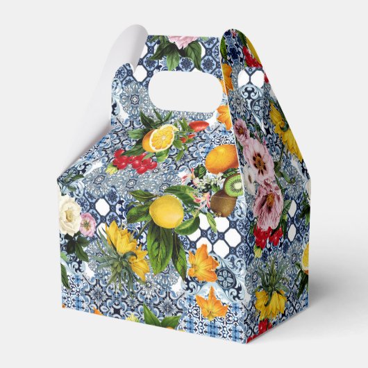 Blue Tiles Mediterranean Lemon Pattern フェイバーボックス (正面サイド)