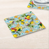 Blue Tiles Mediterranean Pattern  スクエアペーパーコースター (アングル)