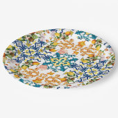 Blue Tiles Mediterranean Pattern ペーパープレート (アングル)