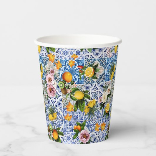 Blue Tiles Mediterranean Pattern 紙コップ (裏面)