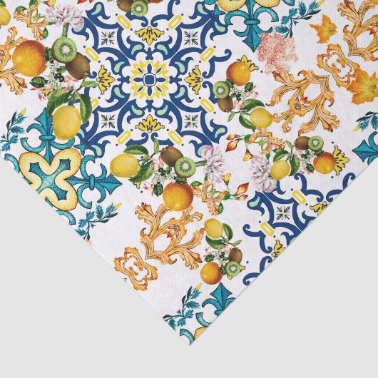 Blue Tiles Mediterranean Pattern 薄葉紙 (詳細)