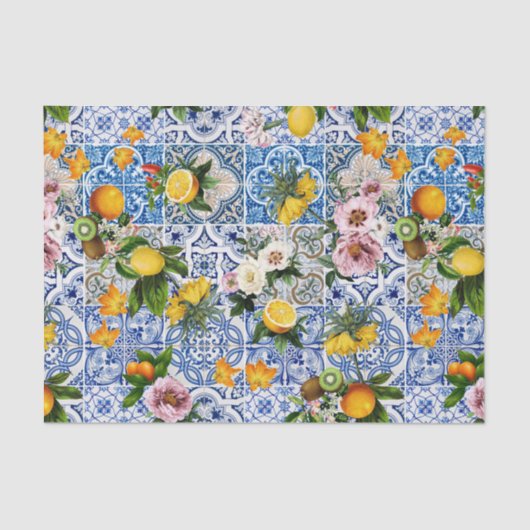 Blue Tiles Mediterranean Pattern 薄葉紙 (正面)