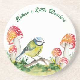 Blue Tit and Fly Agaric in a Forest Clearing コースター