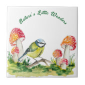 Blue Tit and Fly Agaric in a Forest Clearing タイル (正面)