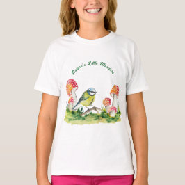 Blue Tit and Fly Agaric in a Forest Clearing Tシャツ