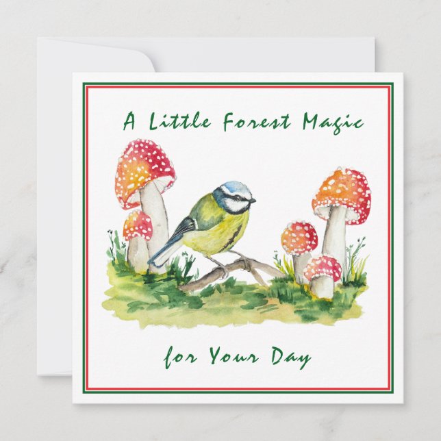 Blue Tit and Fly Agaric Watercolor (正面)