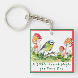 Blue Tit and Fly Agaric Watercolor キーホルダー
