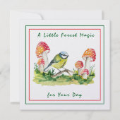 Blue Tit and Fly Agaric Watercolor シーズンカード (正面)