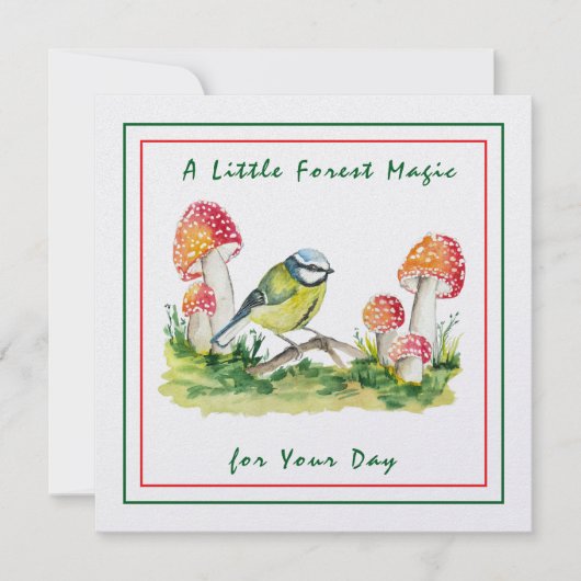 Blue Tit and Fly Agaric Watercolor シーズンカード (正面)