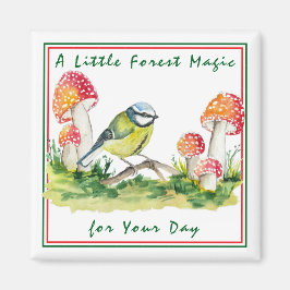 Blue Tit and Fly Agaric Watercolor マグネット