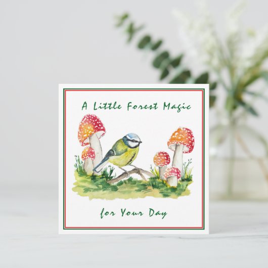 Blue Tit and Fly Agaric Watercolor 招待状 (スタンド正面)