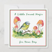 Blue Tit and Fly Agaric Watercolor 招待状 (正面)