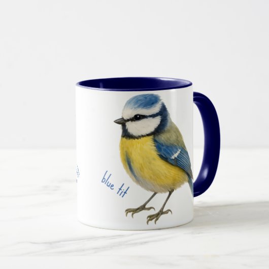Blue Tit Bird Mug Nature Lover Gift マグカップ (正面右)