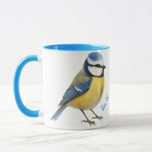 Blue Tit Bird Mug Nature Lover Gift マグカップ (左)