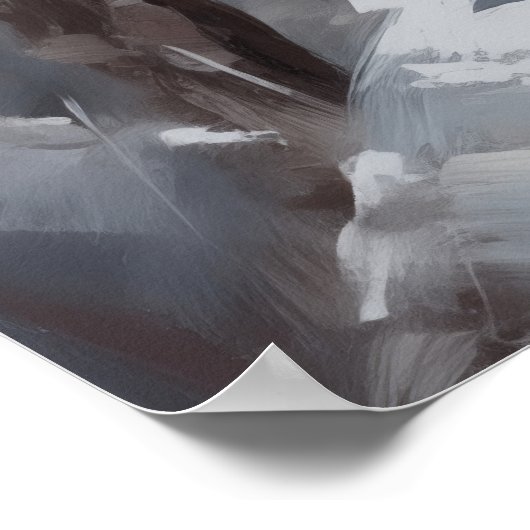 Blue Tit Bird on Snowy Berries Winter Art ポスター (角)