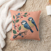 Blue Tit Birds on a Vine クッション (ブランケット)