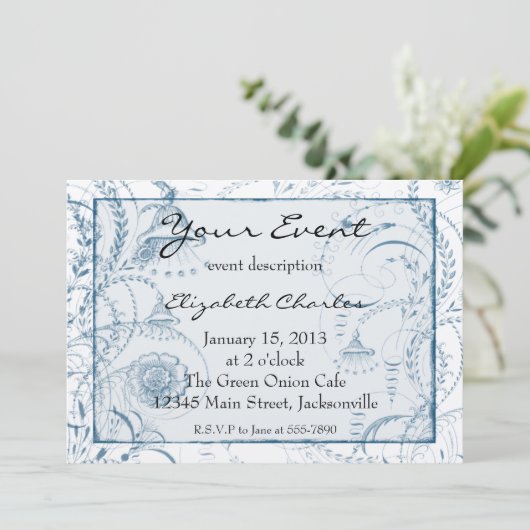 Blue Toileフランスののカスタム招待状バージョン2 招待状 (スタンド正面)